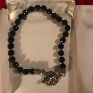 Black jet and marcasite necklace